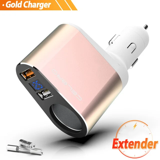 Only gold charger Автомобильное зарядное устройство Quick Charge 3,0 Qc3.0 Dual Usb Автомобильное зарядное устройство адаптер цифровой светодиодный дисплей Быстрая зарядка для мобильного телефона samsung - Тип штекера: Only gold charger