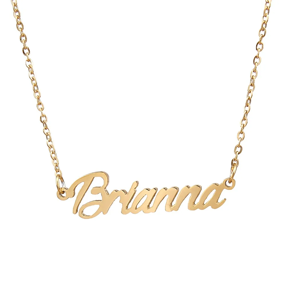 

Brianna Nameplate Necklace for Women Stainless Steel Jewelry Gold Plated Name Chain Pendant Femme Mothers Friends Gift