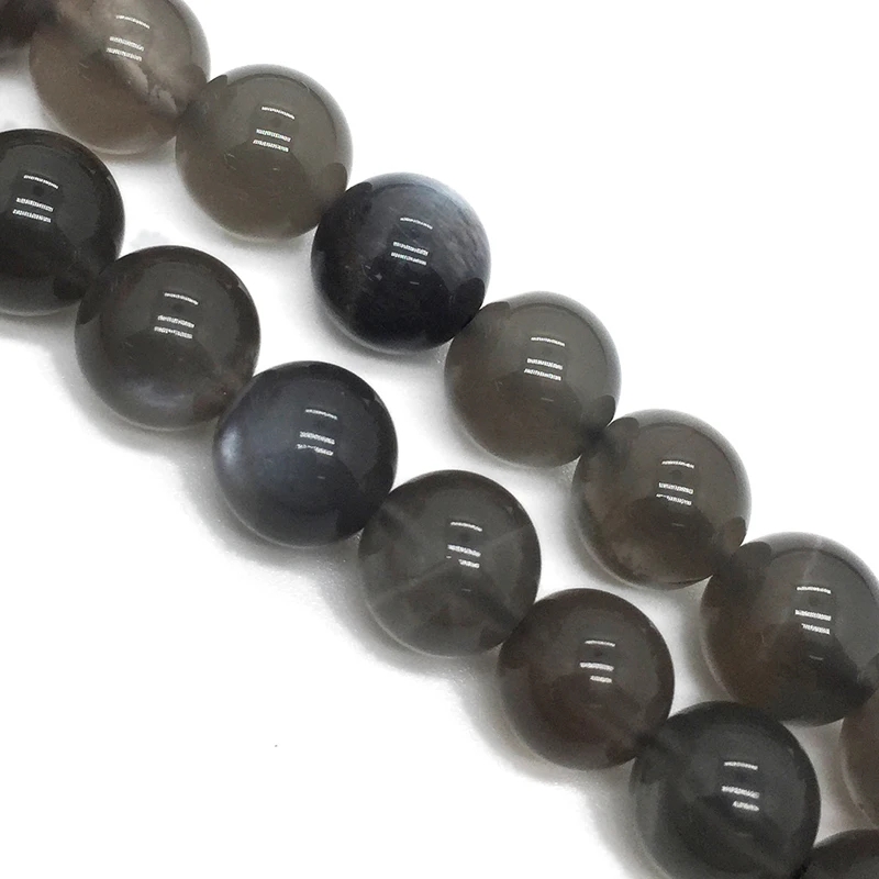 6-10mm Natural Gem Stone Black Moonstone For Jewelry Making Faceted Round Spacer Beads Diy Bracelets Necklace Accessories 15