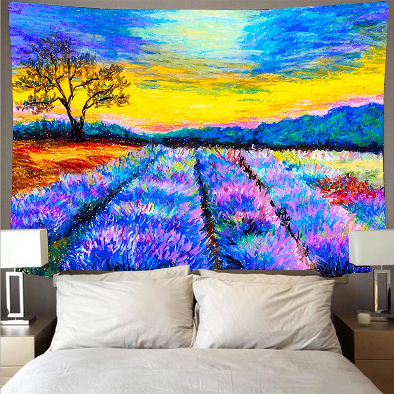 

Painting Tree Tapestry Trippy Blanket Wall Cloth Field Pink Room Decor Wall Fabric 2021
