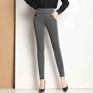 Леггинсы с высокой талией размера плюс 5xl женские весенние тонкие Стрейчевые узкие брюки с карманами однотонные черные женские брюки