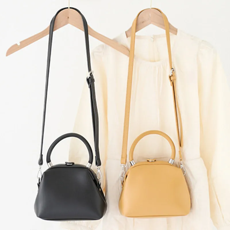 

2021 Women Handbag Kiss Lock PU Leather Clip Bags Female Retro Shoulder Bag Lady Purse Anti-theft Leather Messenger hand Bags