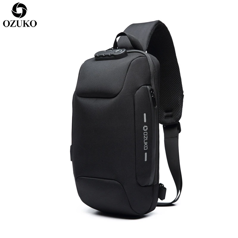 

OZUKO New Arrival Crossbody Bags Men Multifunction Messengers Bag Anti-theft Chest Pack Male Short Trip Waterproof Shoulder Bags