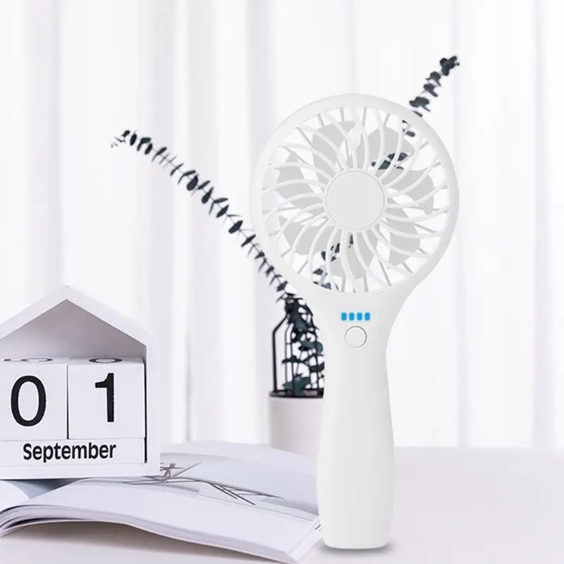 

Handheld USB Fan Cooling Mini Fan 3 Speed Air Cooler Fan LED Light for Car Home