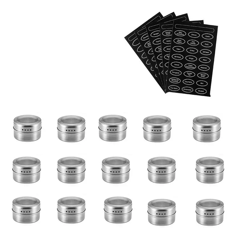 15 pcs Крышка для специй Магнитный оловянный горшок пряный соус для хранения контейнерные горшки кухонные специи держатель для перца приправа спреи инструменты для специй баночка - Цвет: 15 pcs