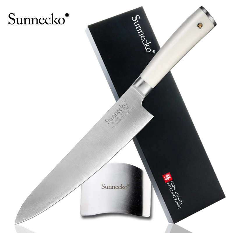 Sunnecko 8 &quotнож шеф повара с безопасной защитой пальцев немецкое лезвие из 1 4116 стали