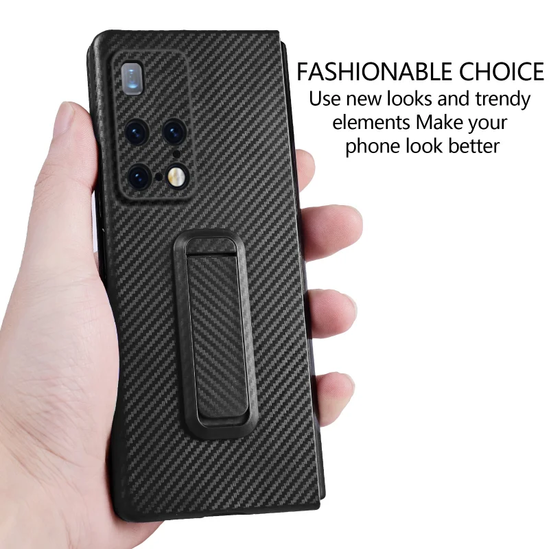 for huawei mate x2 5g case luxury carbon fiber back protection phone cover with stand holder for huawei mate x 2 funda free global shipping