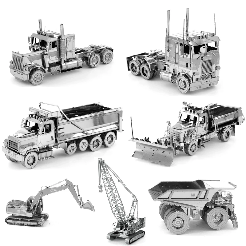 

3D Metal Puzzle Engineering vehicle Crawler Crane Mining Truck Dozer model KITS Assemble Jigsaw Puzzle Gift Toys For Children