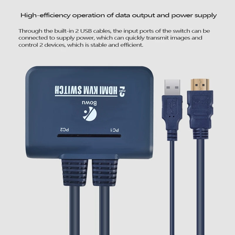 2 Port USB HDMI-Compatible KVM Switch Switcher with Cable for Dual Monitor Support Desktop Controller Switching | Электроника