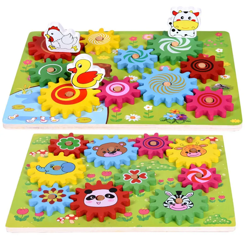 

Kids Wooden Animal Gears 3D Block Assembly Animal Assembled Building Blocks Children Educational Children Toys