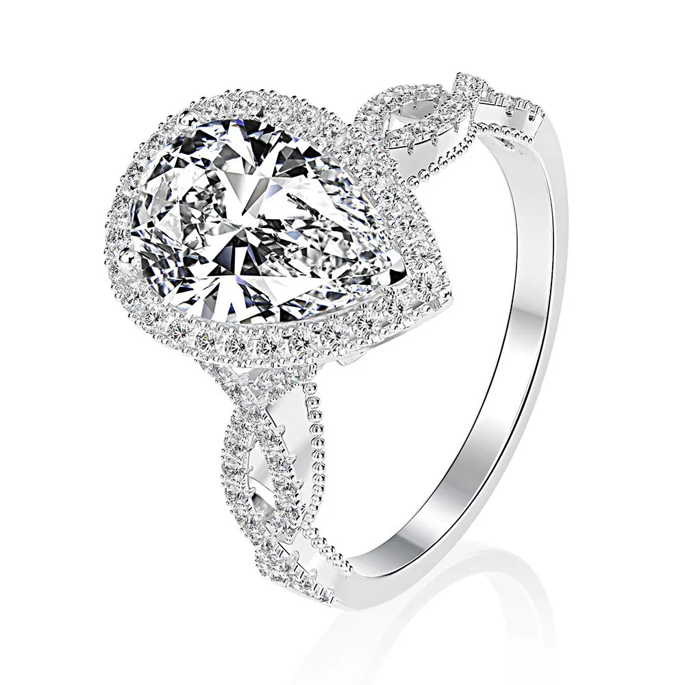 

Luxury 100% 925 Sterling Silver Simulate Moissanite Lab Diamond Wedding Proposal Rings Fine Jewelry Big Surprise For Girlfriend