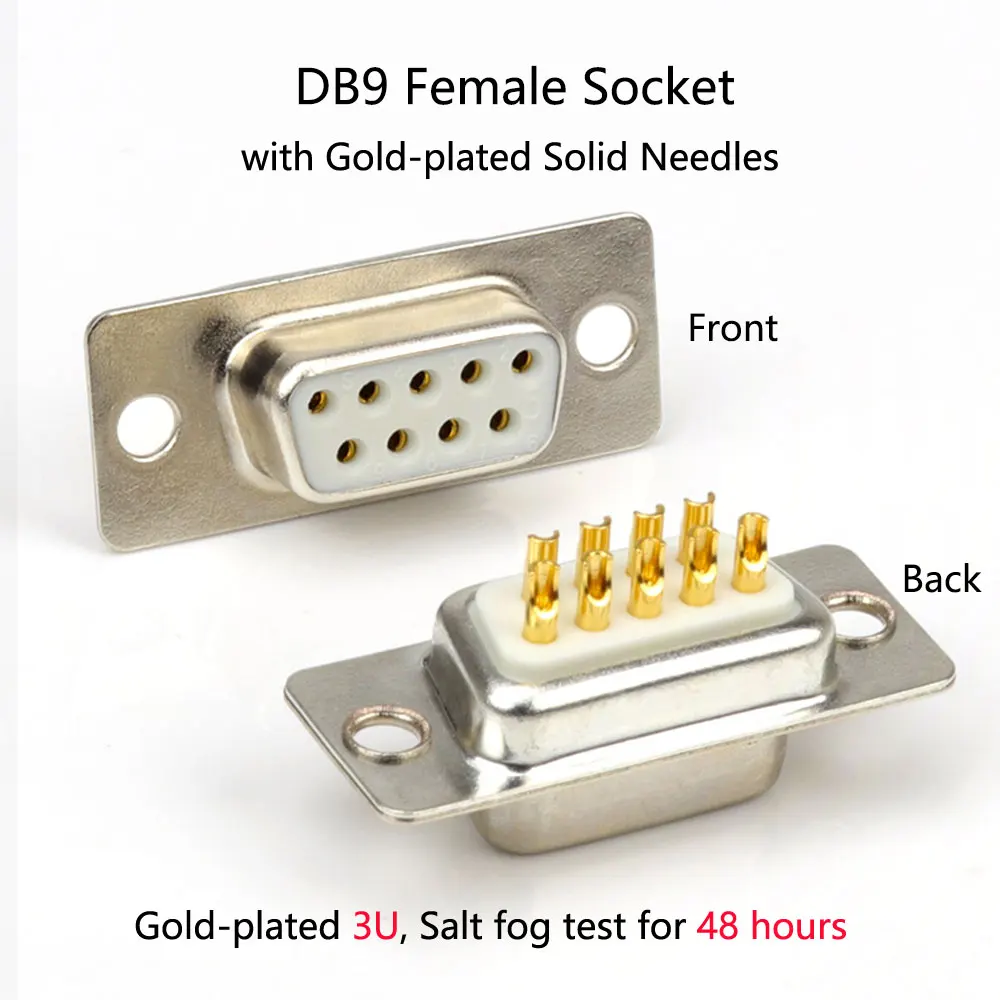 DB9 гнездо ABS Корпус Комплект с позолоченными иглы RS232 9 контактный разъем