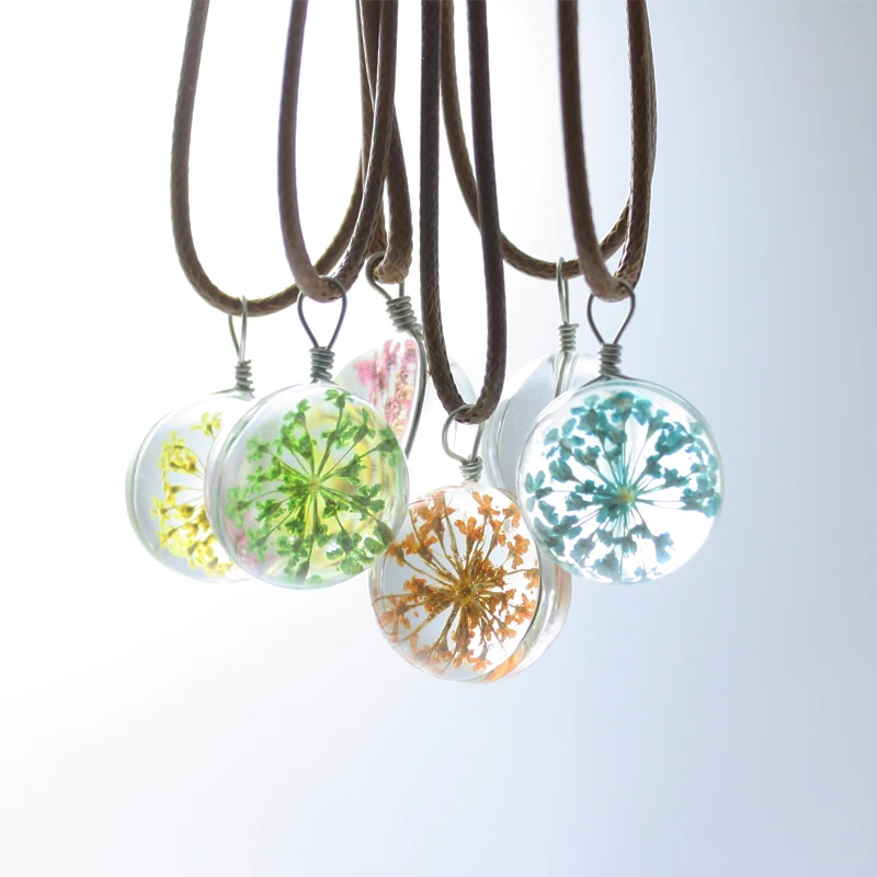 Женское Ожерелье Одуванчик/цветок ожерелье с подвеской в виде стеклянного шара