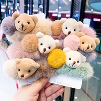new hair tie plush bear elastic lovely women rubber bands ponytail holder hair accessories hair rope