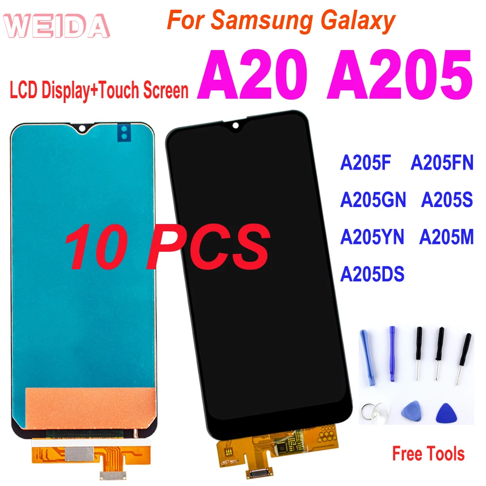 

10 PCS 100% Tested 6.4" LCD for Samsung A20 A205 SM-A205F A205FN LCD Display Touch Screen Digitizer Assembly for A20 LCD A205S