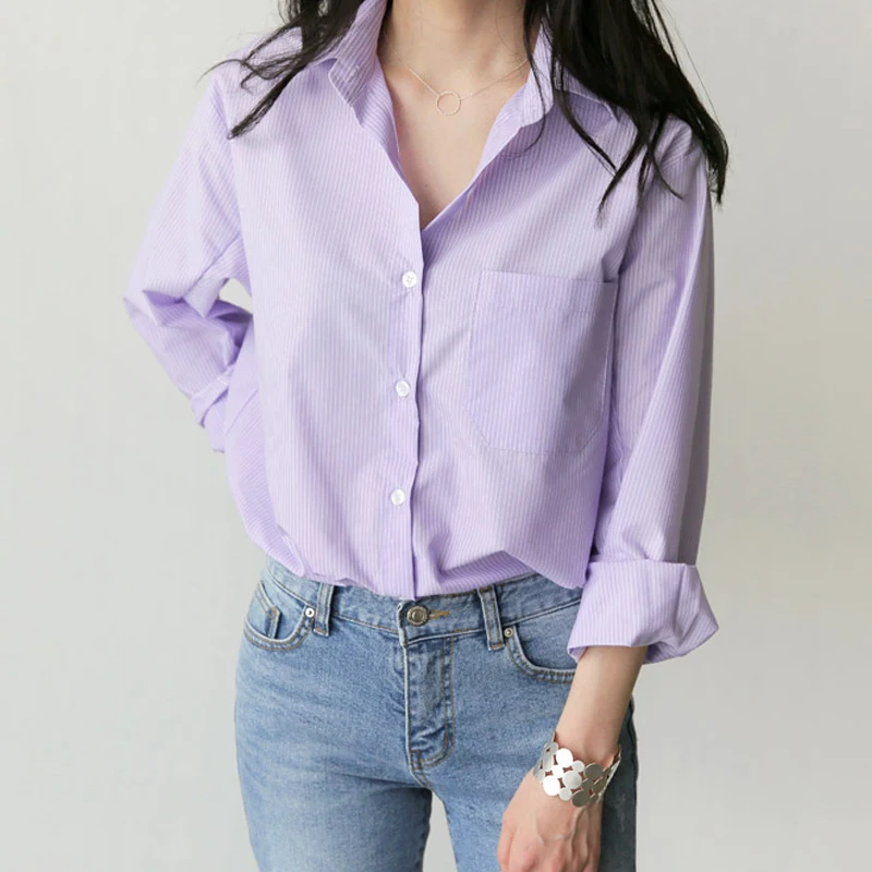GOPLUS/Весенняя женская блузка Весенняя рубашка в полоску с длинным рукавом