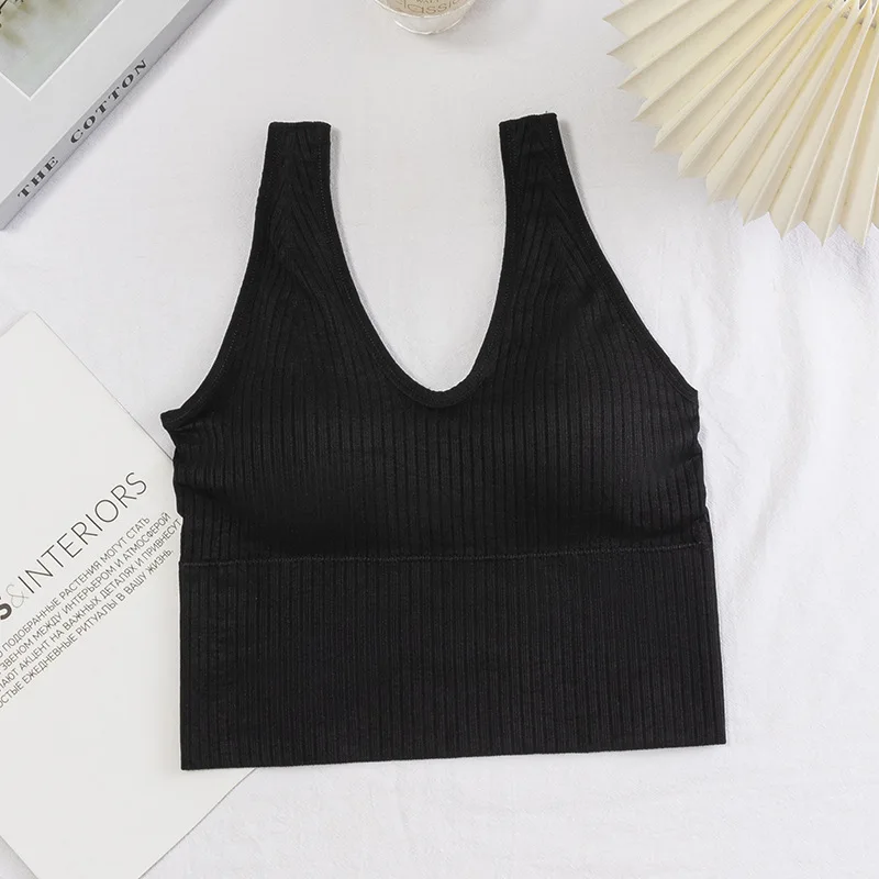 

CHC-T4& Women Seamless Vest Wireless Crop Top Sports Camisole Fashion Solid Underwear Ladies Tube Top
