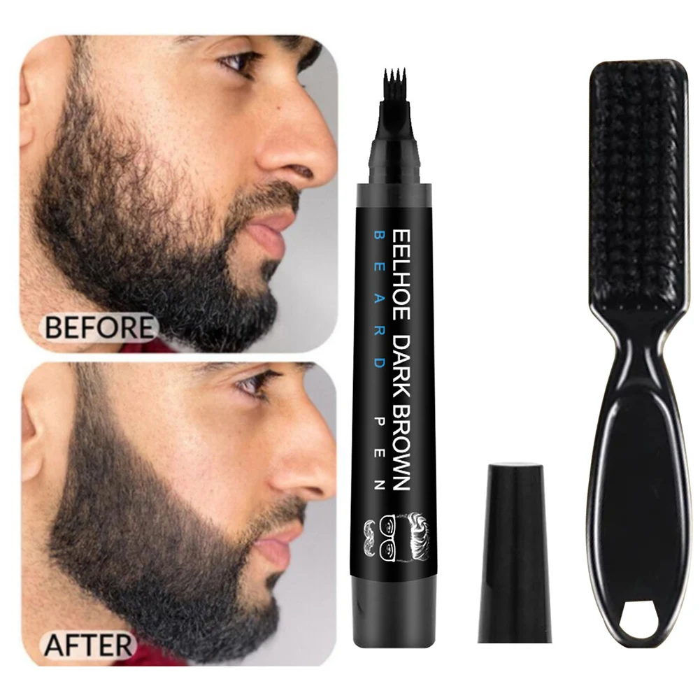 

Fashion Four-Prong Beard Pen Beard Brush Filler Pencil Combination Coverage Enhancer Waterproof Lasting Repair Moustache Shape
