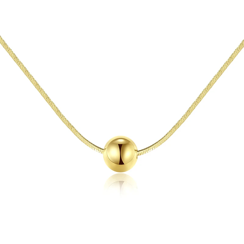 

Trendy Exquisite 14K Real Gold Plated Round Shape Spherical Chain Pendant Necklace for Women Girl Jewelry Wedding Party Ins Gift