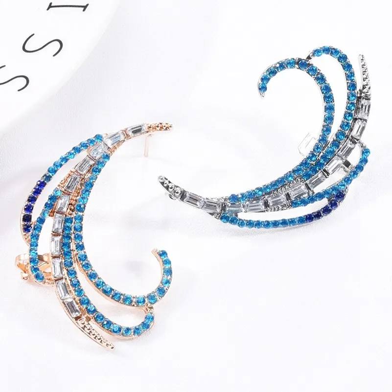 Женские Длинные каффы со стразами серебристые и золотистые с перьями украшения