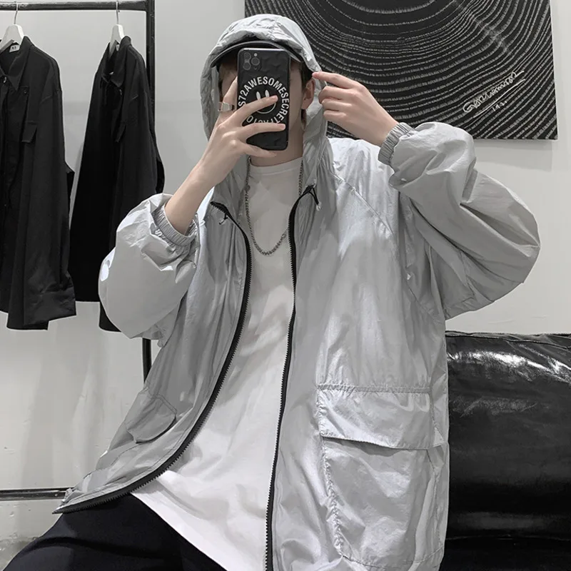 

IEFB Summer Lightweight Blue Sunscreen Clothing For Men 2021 New Korean Streetwear Fashion Loose Casual Hoodie Jackets 9Y6750