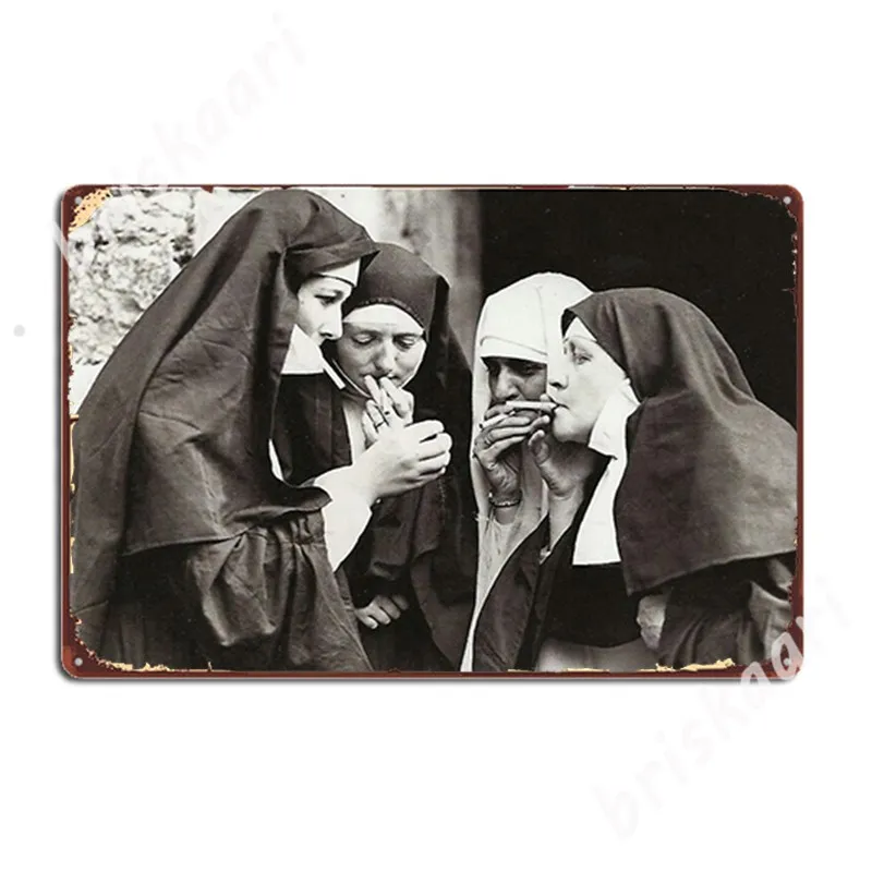 

Nuns Smokings Metal Signs Cinema Garage Club Bar Designing Wall Decor Tin sign Posters