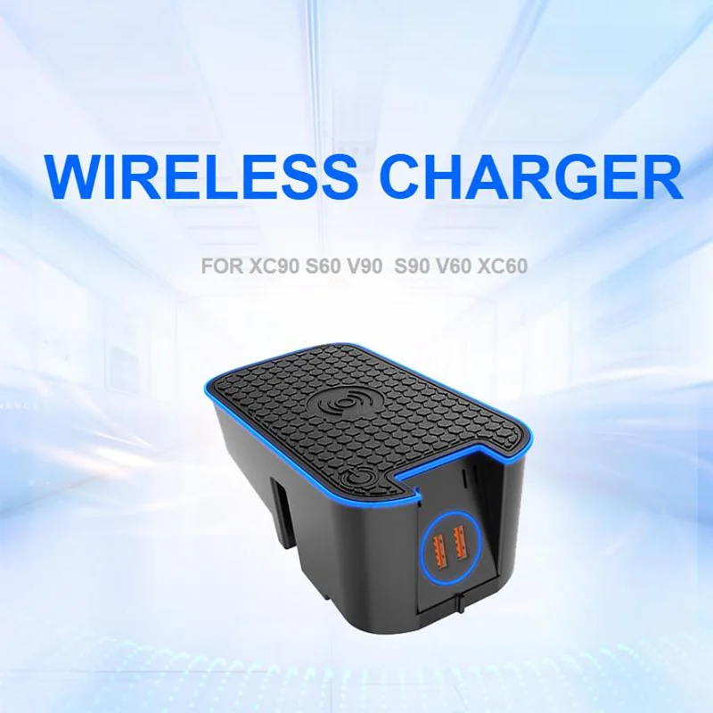

Wireless Car Charger For Volvo XC90 2020 2019 2018 2017 2016 Wireless QI Fast Charging Phone Charger For Volvo XC90 ACCESSORIES