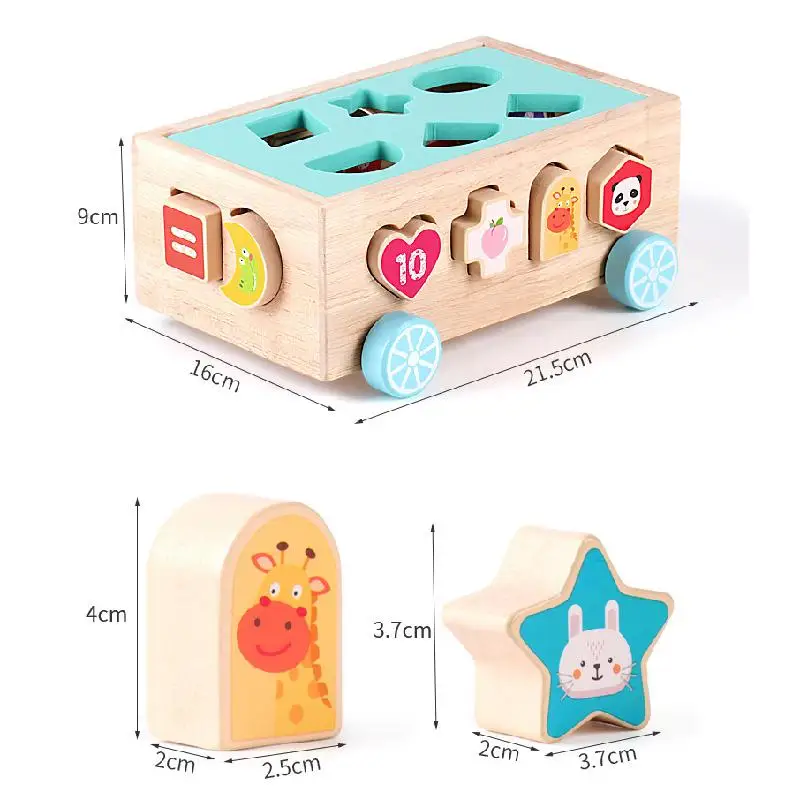 

Kids Wooden Toys Vehicle Blocks Digital Fruit Animal Shape Matching Colour Cognition Baby Early Educational Toys For Children