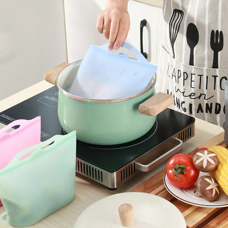 

Silicone Food Storage Bag Reusable Ziplock Bags for Food Storage Airtight Seal Microwave Safe DFK889