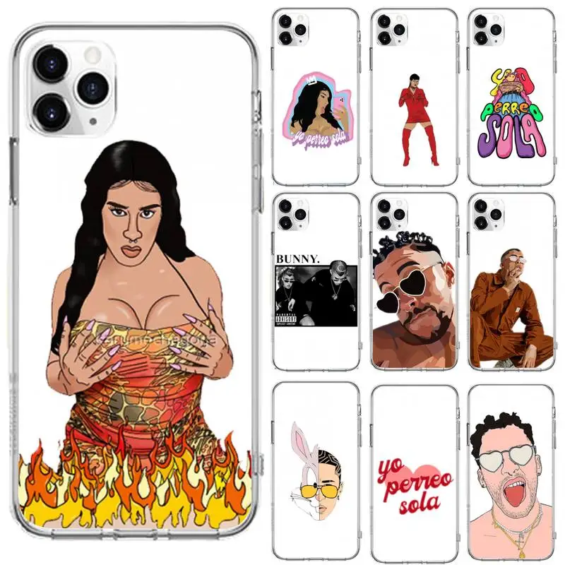 

Yo Perreo Sola Bad Bunny Maluma Phone Case Transparent for iPhone 6 7 8 11 12 s mini pro X XS XR MAX Plus se cover funda shell