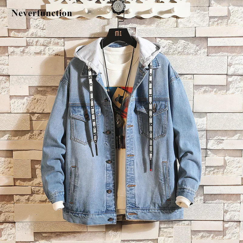 Мужская джинсовая куртка в стиле хип хоп темно синий и черный плюс размер