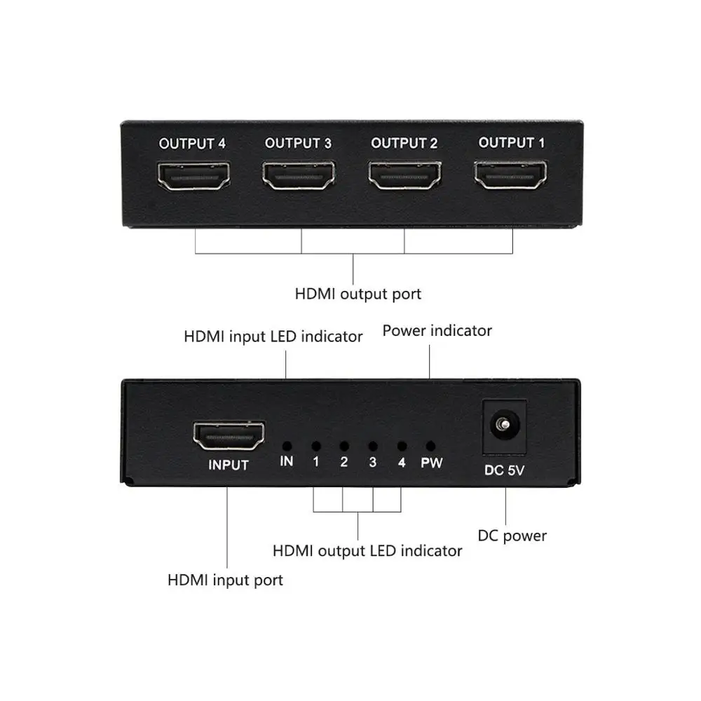 Разветвитель 4K HDMI 1x4 порт 3D UHD 1080p * 2K видео переключатель HD 1 вход 4 выхода