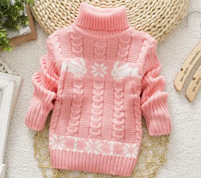 flower pink MERI AMMI/Одежда для мальчиков и девочек; зимняя теплая водолазка с длинными рукавами; трикотажные толстовки с рисунком медведя для детей 2-9 лет; J722 - Цвет: flower pink