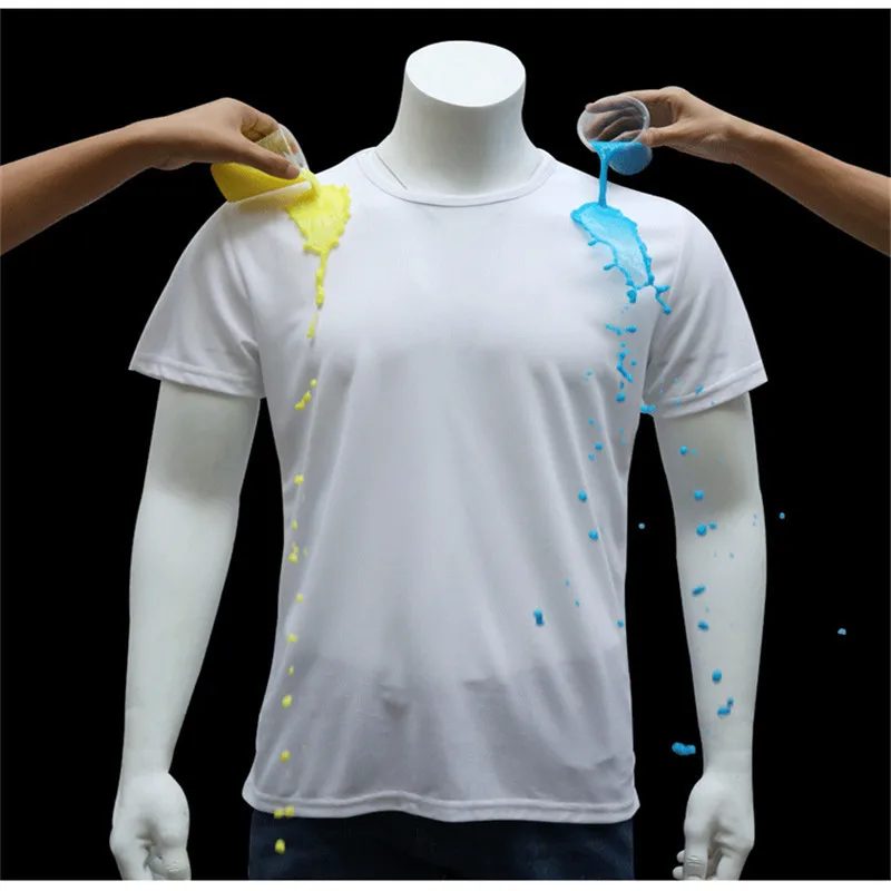 Мужская водоотталкивающая футболка с круглым вырезом и защитой от