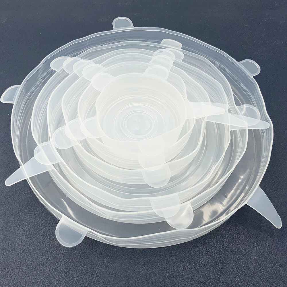 

6PCS Silicone Stretch Lids Universal Lid Silicone Bowl Pot Lid Silicone Cover Pan Cooking Food Fresh Cover Microwave Cover