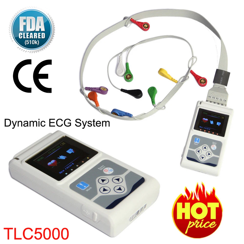 CONTEC TLC5000 ЭКГ Holter динамическая машина 12 выводов 24 часа система записи монитор |