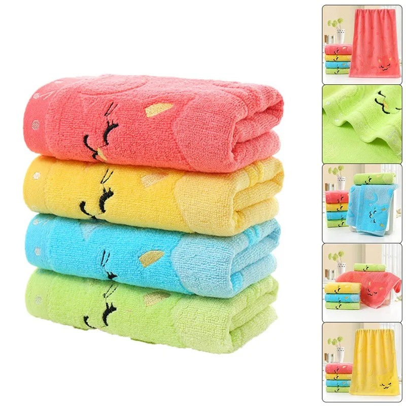 1pc Soft Children Baby Towel Washcloth Bathing Feeding Cartoon Cat Cotton Towel for Newborn Infant Handkerchief Shower Cloth images - 6
