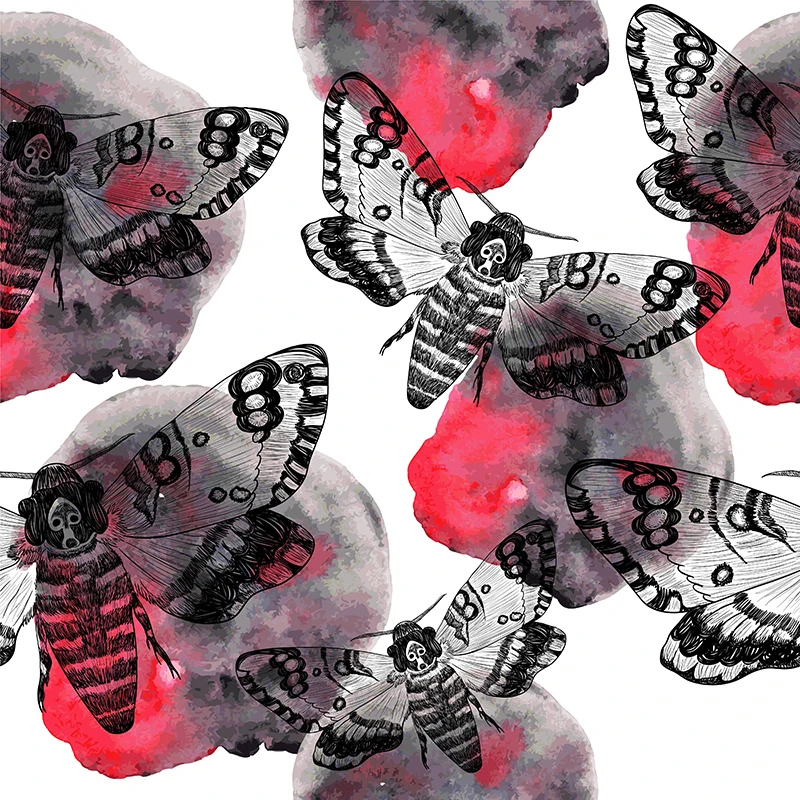 Ткань из полиэстера с разноцветным рисунком бабочки для платья тонкая