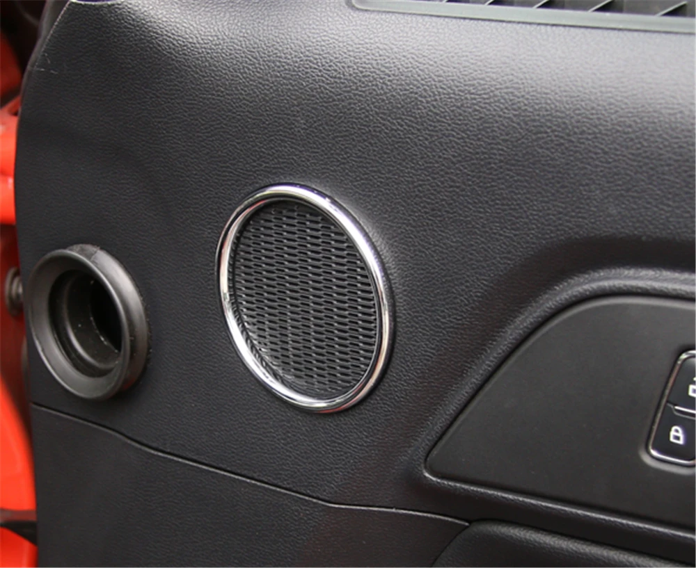 

ABS Car Interior Decoration Door Trumpet Frame Cover Ring for Ford Mustang 2015+ Stylish Decals Colorful Car Stickers Brand New