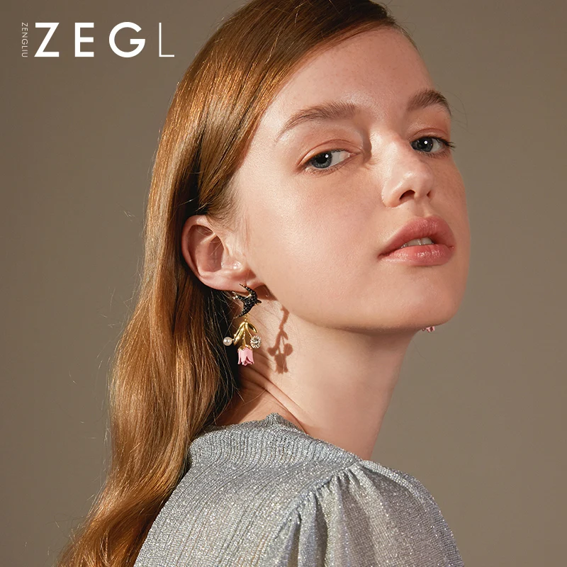 ZEGL дизайнерские сережки в виде цветов из серии голландских пейзажей для женщин