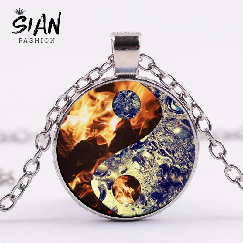 Азиатских Инь воды и огня узора ожерелья Тай Чи китайский даосизм восемь схемы