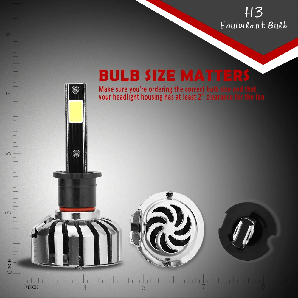 

LSlight H3 Led Headlight Bulb 6000K H1 H13 HB1 HB3 HB5 9004 9007 9005 for Auto Car Headlamp Fog Lights 12V Replacement Accessory