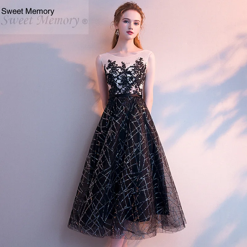 

F20178 Sweet Memory Fashion Black Prom Dress Female Wholesale Spring Summer Prom Dresses