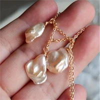 fashion multi color baroque pearl 18k gold necklace classic aurora chain women chic accessories