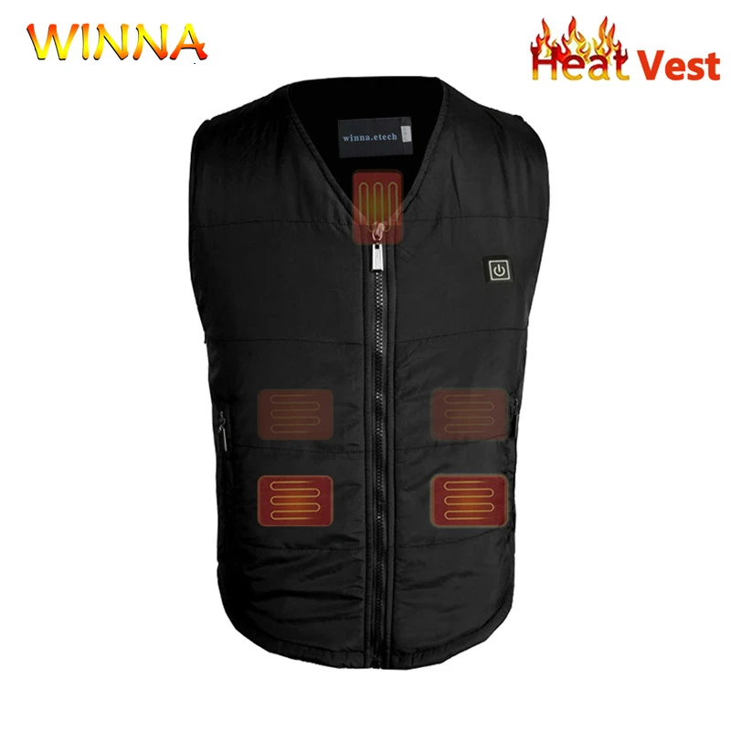 Черные жилеты с подогревом блоком питания хлопчатобумажный утепленный жилет