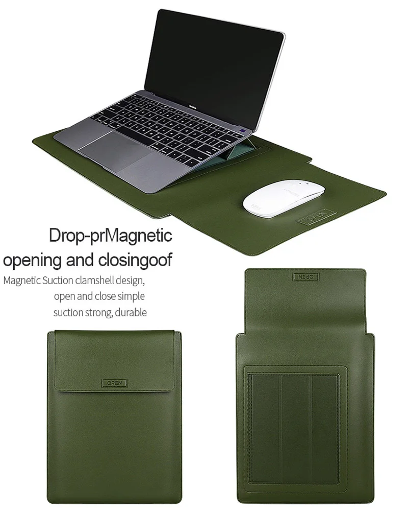 laptop sleeve case stand 13 3 14 1 15 4 inch waterproof 3 in 1 leather pouch bag for macbook air pro 13 14 15 huawei matebook hp free global shipping