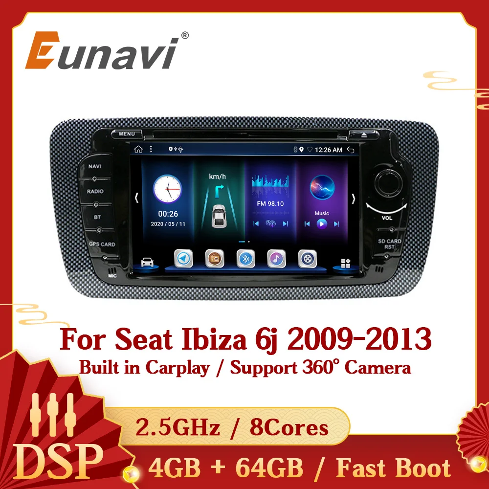 Eunavi Android 10 автомобильное радио GPS для Seat Ibiza 6j 2009 2010 2012 2013 головное устройство