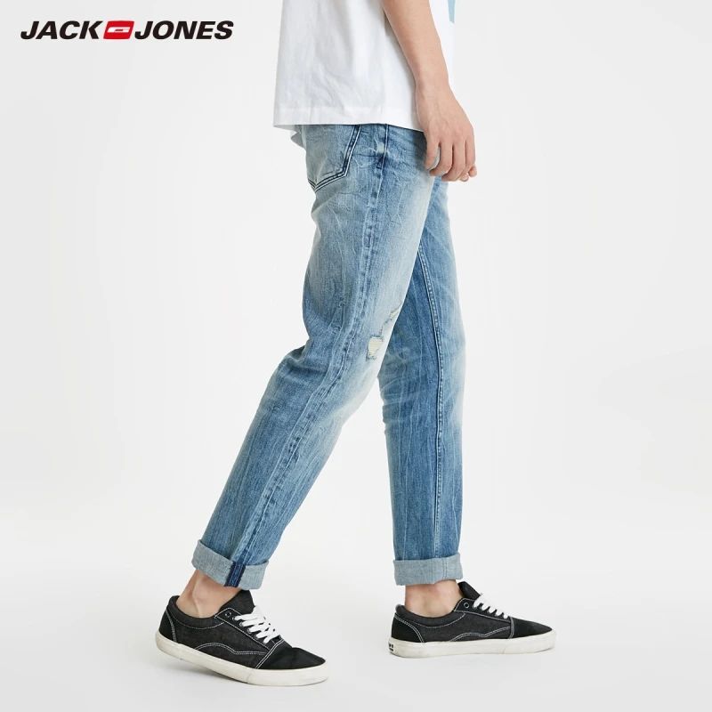 Мужские облегающие джинсы JackJones потертые рваные в 219132565 стиле|Мужские джинсы| |