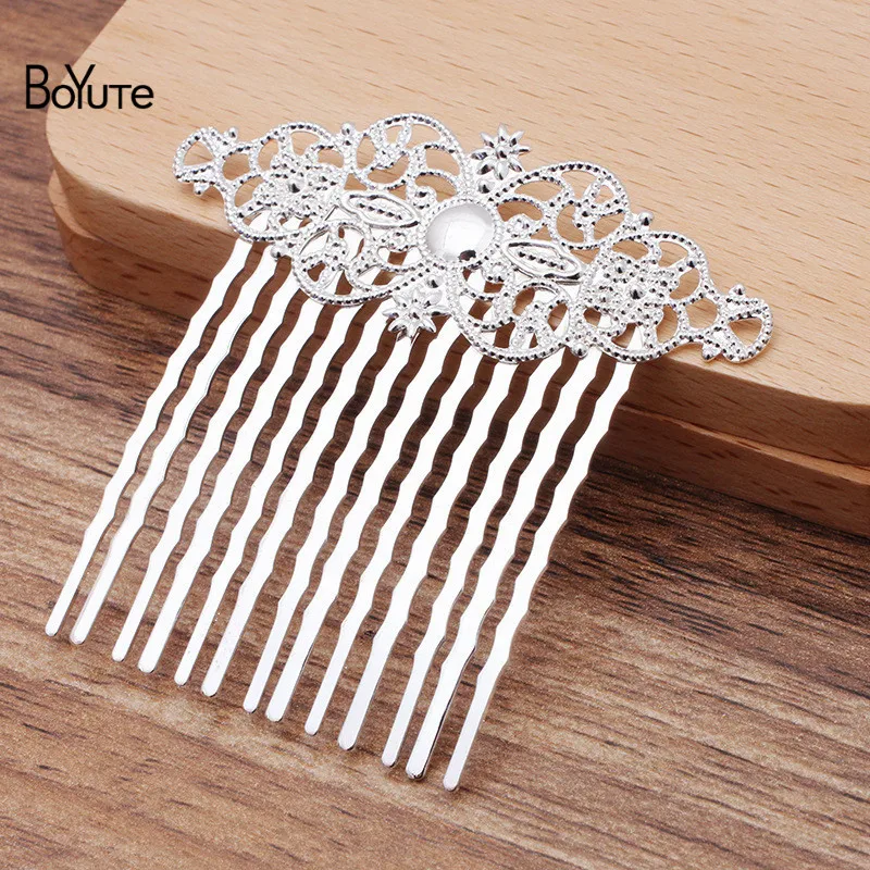 

BoYuTe Wholesale (10 Pieces/Lot) 62*62MM Metal Brass Filigree Flower Hair Comb Tiara Diy Bridal Wedding Hair Jewelry Accessories