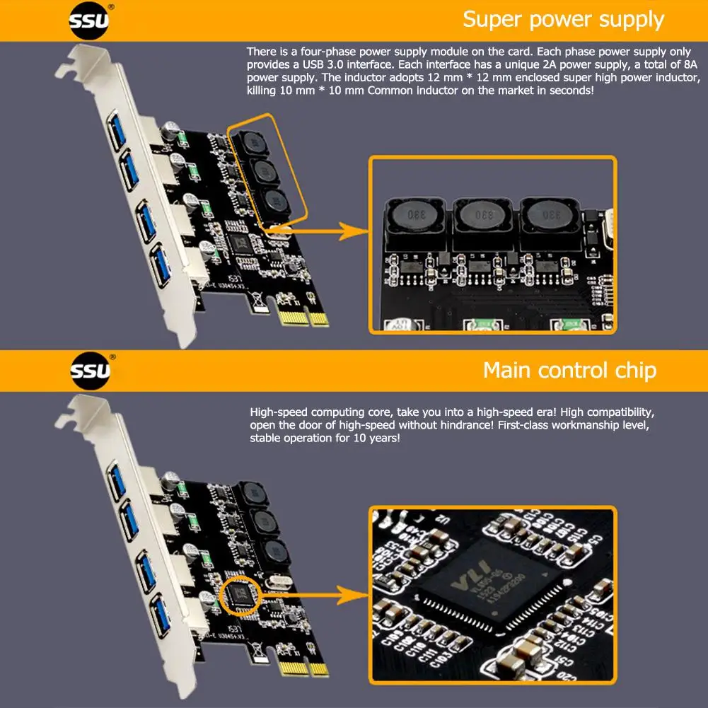 ALLOYSEED 4 порта USB 3 0 PCIe карта расширения PCI Express usb-хаб адаптер SSU U3V04S 4-портовый USB3.0